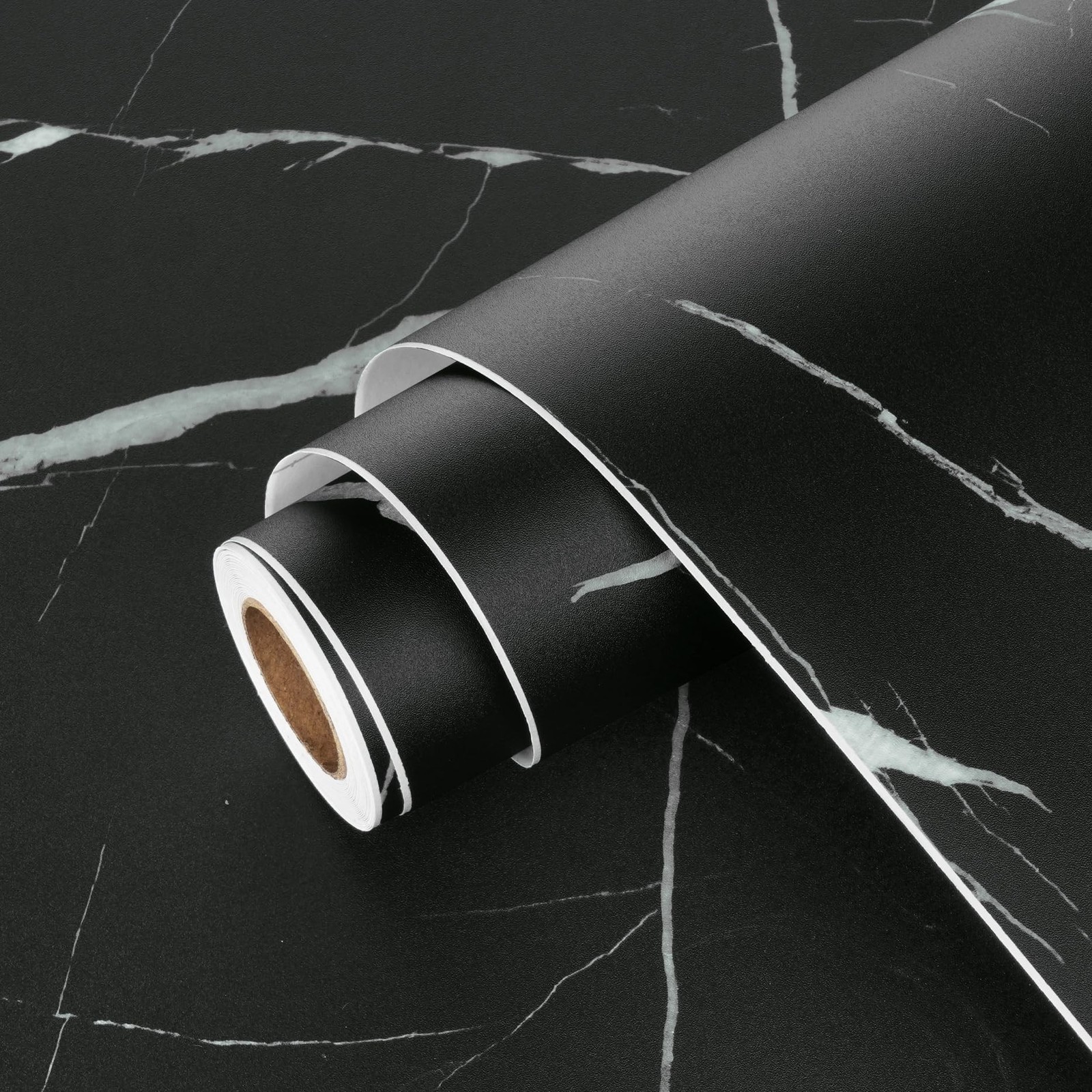 Wallercity Thick Matte Black Marble Contact Paper Granite Peel and Stick Wall…