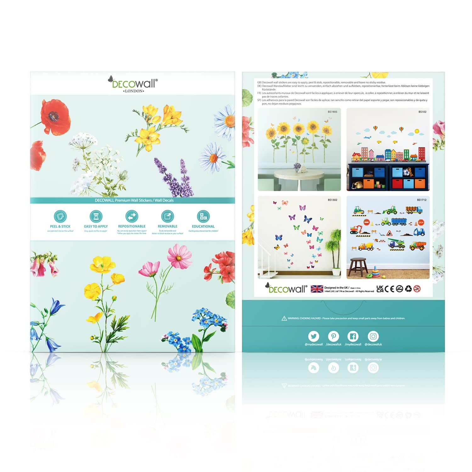 DS-8044 Animal Alphabet Numbers Colour Decals Stickers Peel and Stick Removab…
