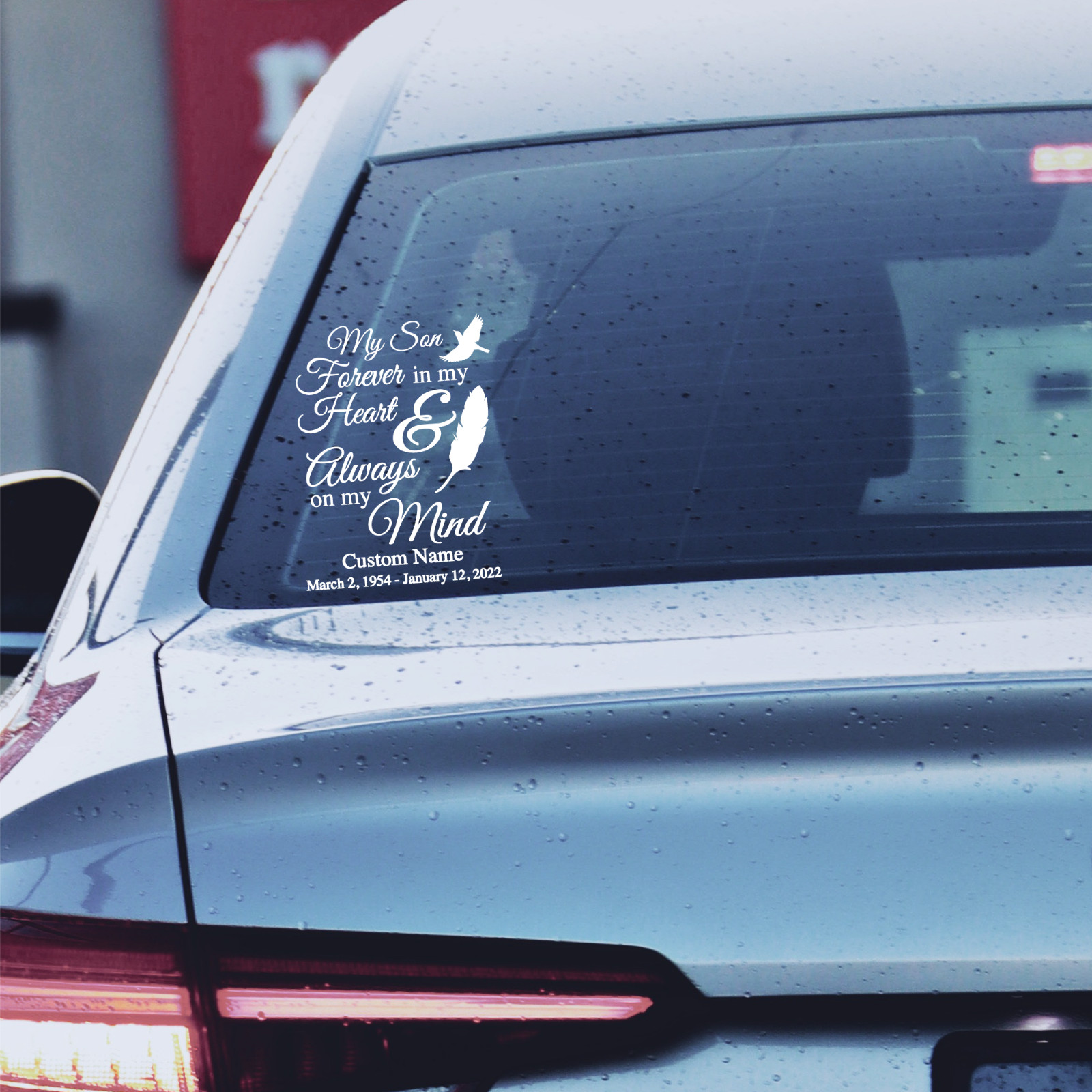 CUSTOM Son Forever in My Heart Decal – In Loving Memory – Memorial Sticker Decal
