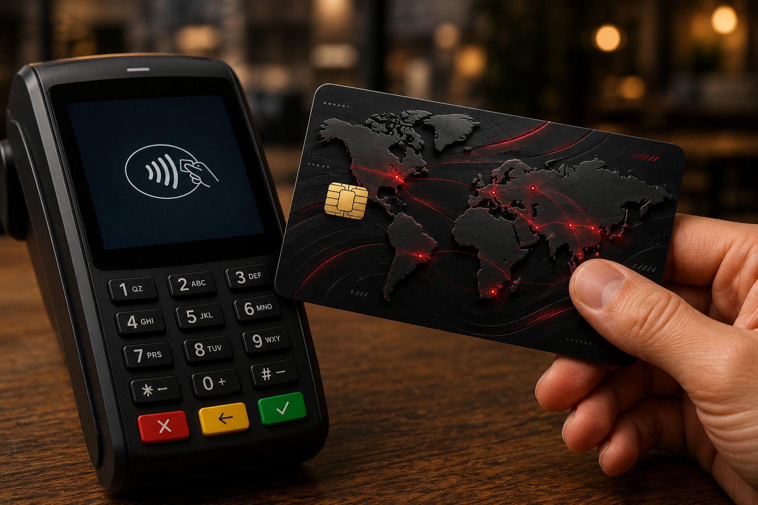 Black Debit Card Credit Card Skin Global Network Cyber World Map Tech Vinyl