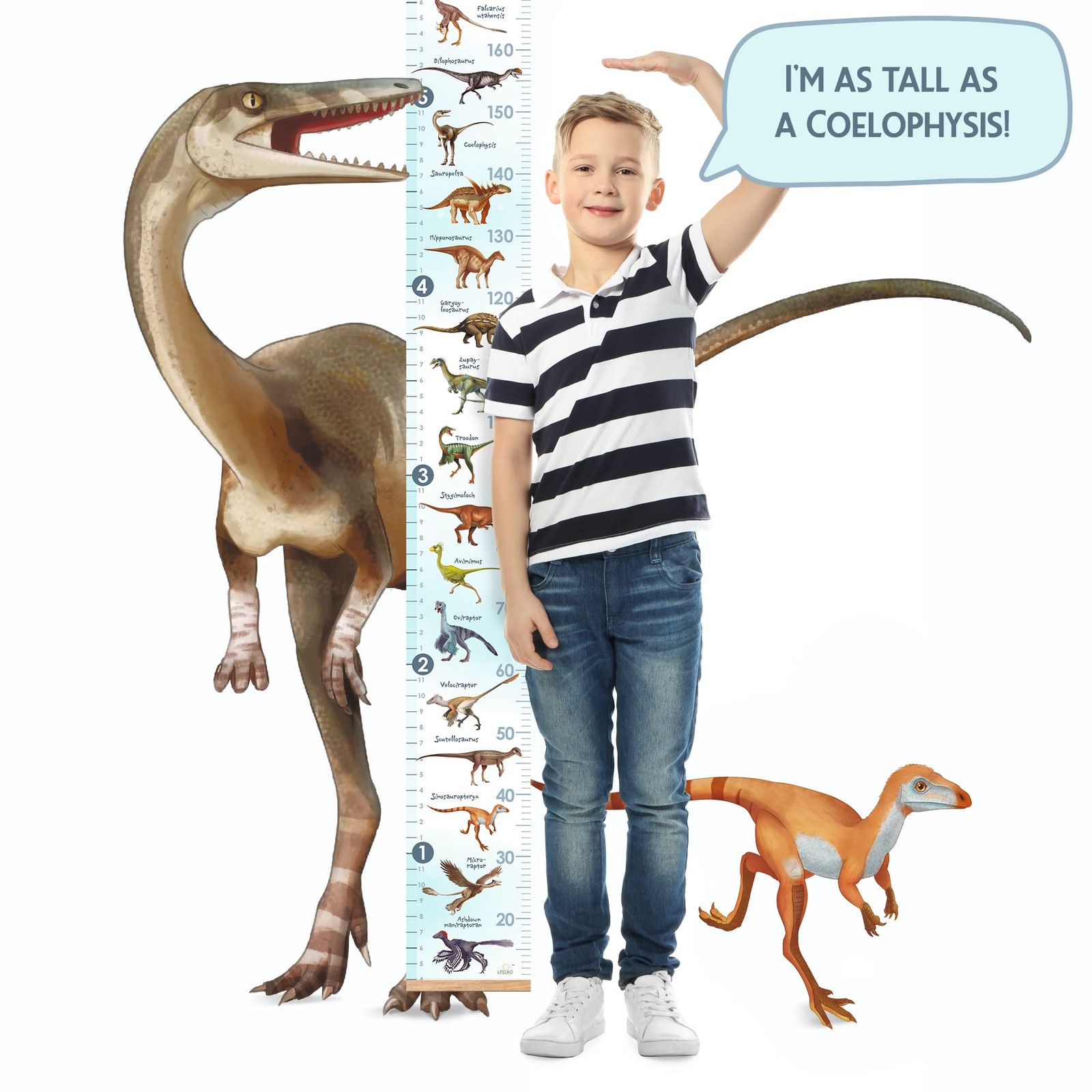 LIFELIKO Personalised Growth Chart for Dinosaur 1 Count (Pack of 1), Blue