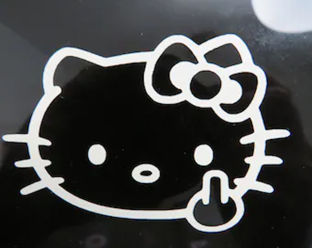 Bad Hello Kitty Finger Vinyl Decal Sticker 3.5 Inches White For Car Window 1/5