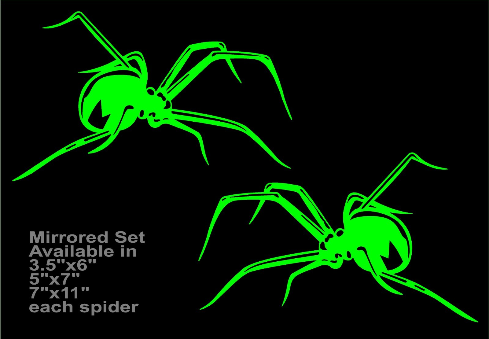 Spider Decal Mirrored Image Set Crawling vinyl car motorcycle decals sticker
