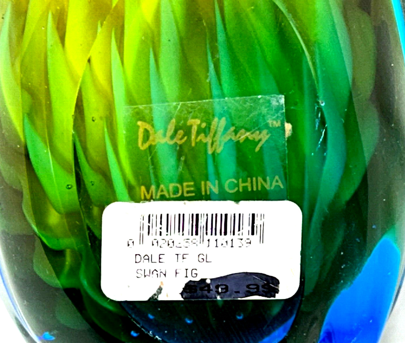 Dale Tiffany Swan Handcrafted Art Glass Sculpture