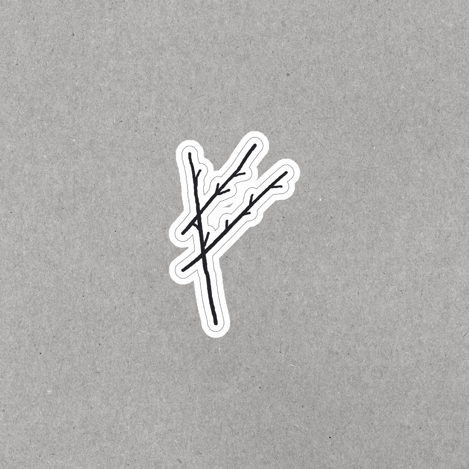 Minimal Abstract Line Art Sticker, Black and White Pen Stroke Design #5744