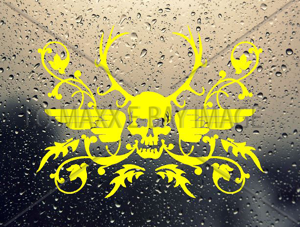 Antler Skull Awesome Ornate Graphic Design Superior Quality Die Cut Vinyl Decal