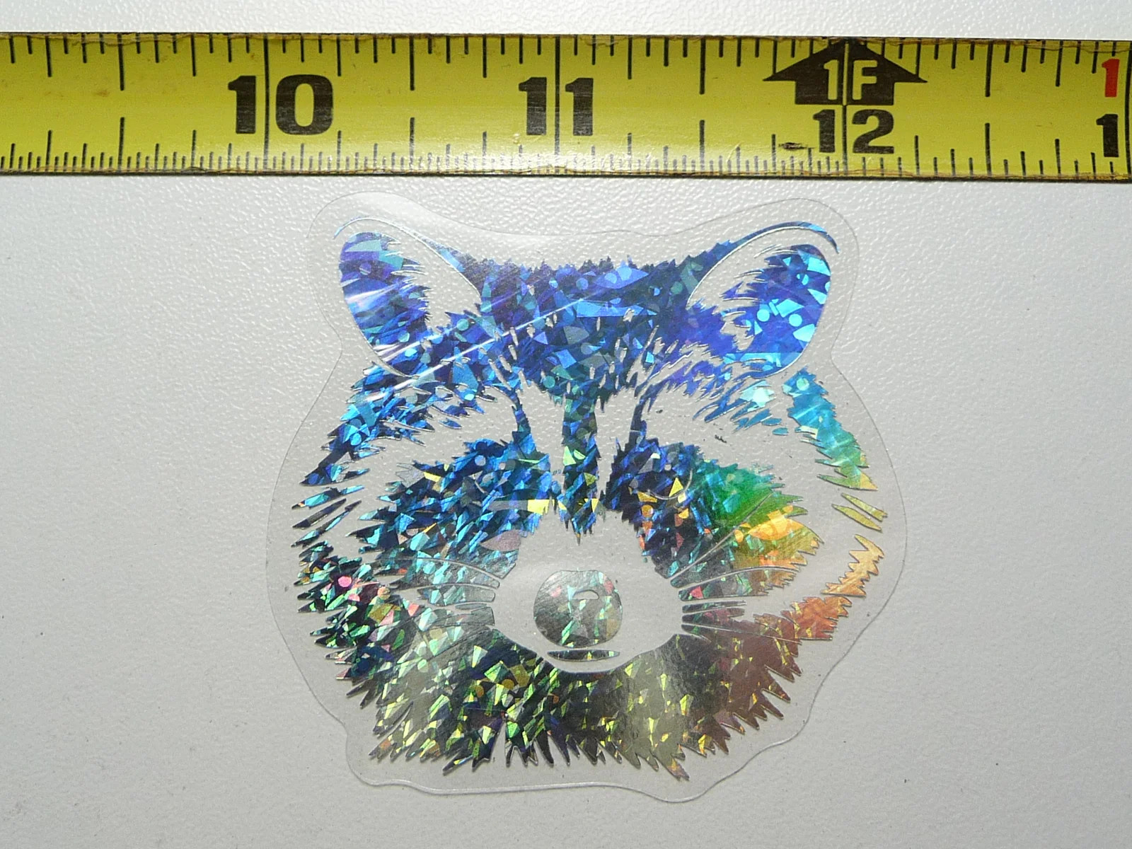 RACCOON HEAD HOLOGRAPHIC SMALL STICKER DECAL ZOO ANIMAL WILDLIFE SCRAPBOOKING