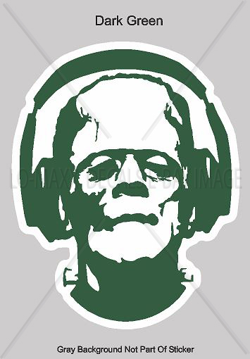 Frankenstein With Headphones Spooky Cool Hot Monster Art Decor Printed Sticker