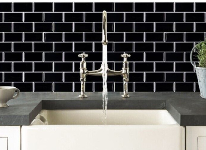 10pc. 3D black Subway Tile Peel And Stick Self Adhesive Wall Sticker Home Decor