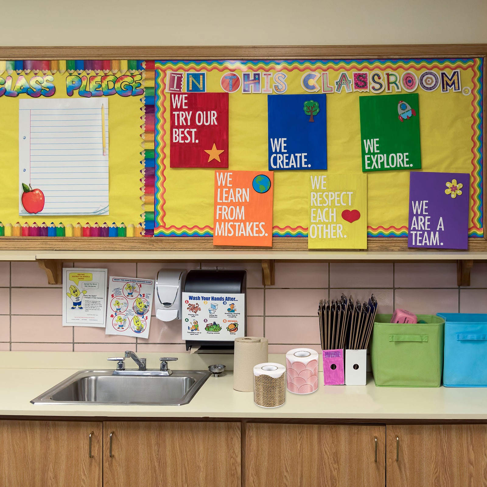 Bulletin Board Border, 65.6Ft x 2.75Inch Classroom Border Trim, Burlap Edge
