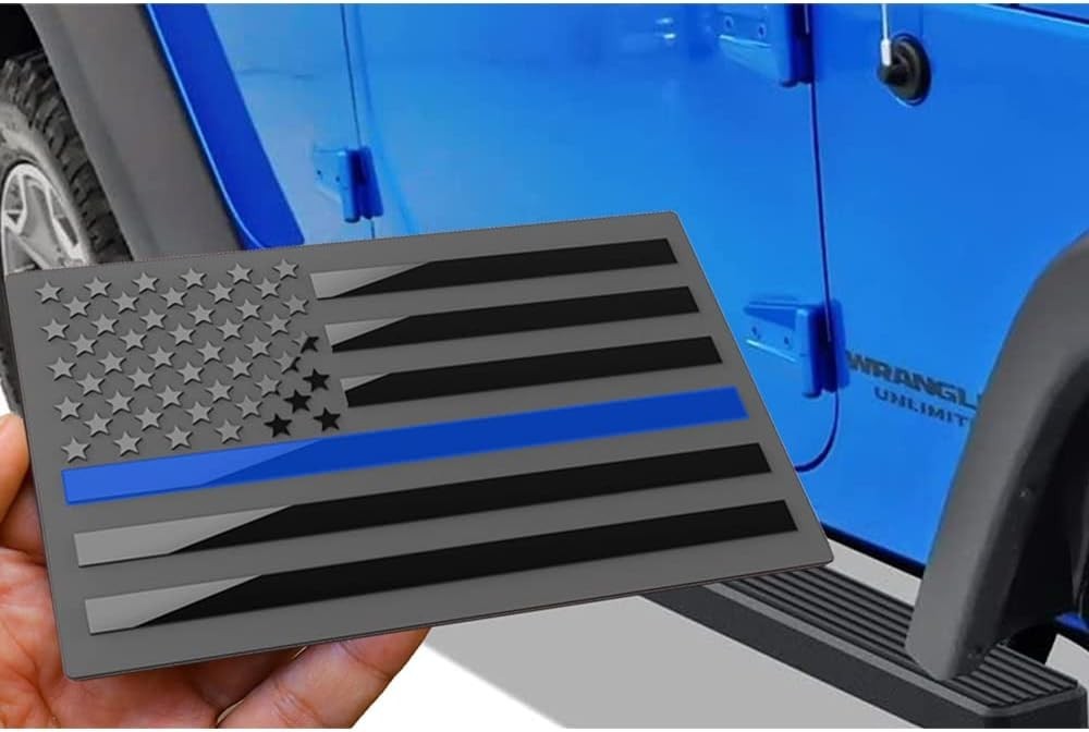3 Pack Metal American Flag Emblem Decal,Thin Blue line Sticker Thin Line