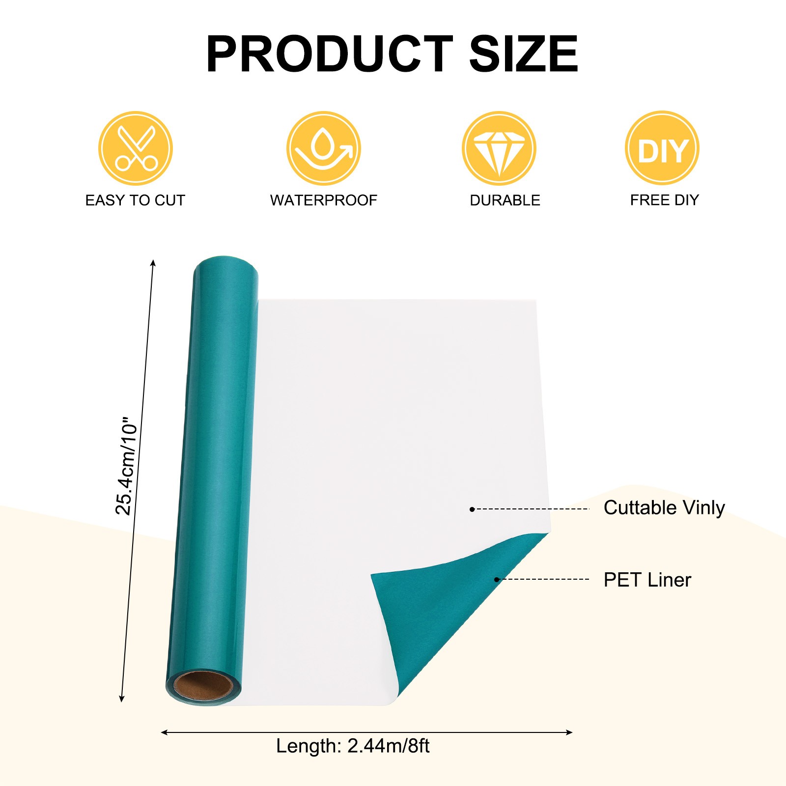 PERMANENT VINYL FOR LIGHT BLUE, 10"x8ft roll