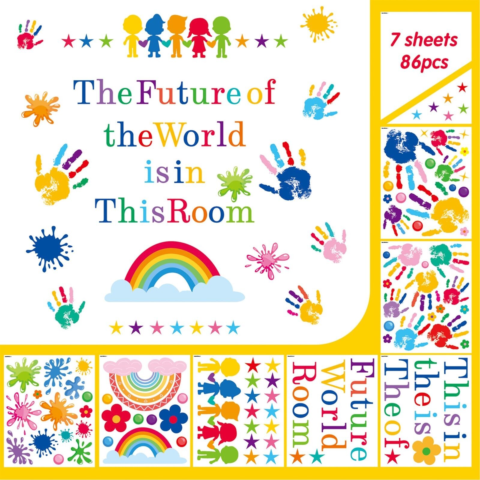 Wall Decals Peel and Stick Playroom Wall Decor Wall Stickers & Murals 7 PCS A…