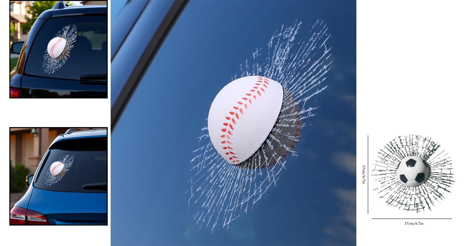 3D Prank Broken Glass Car Sticker Self Adhesive Vinyl Decor