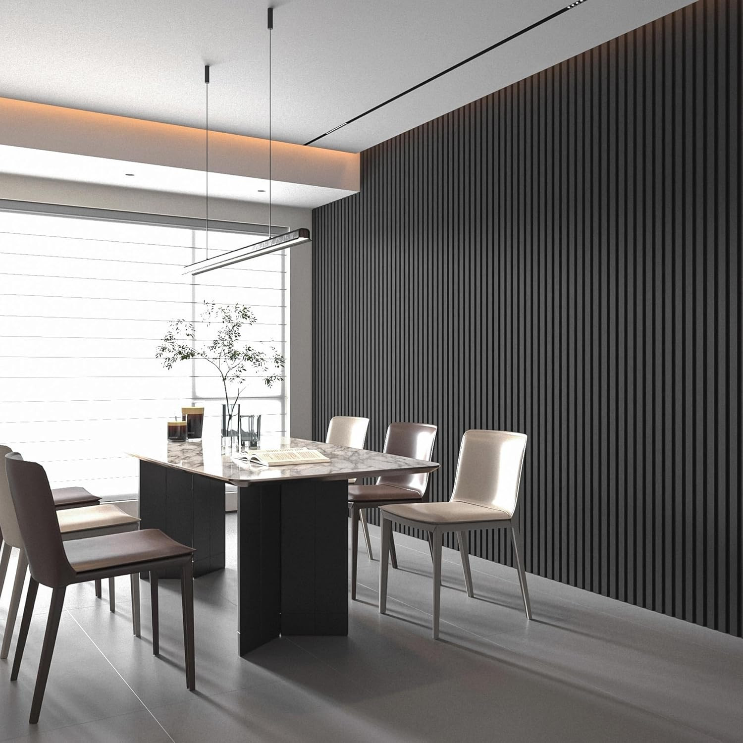 8-Pack 108" X 6" WPC Wall Panels, Modern Accent Wall Paneling, Decorative Wainsc