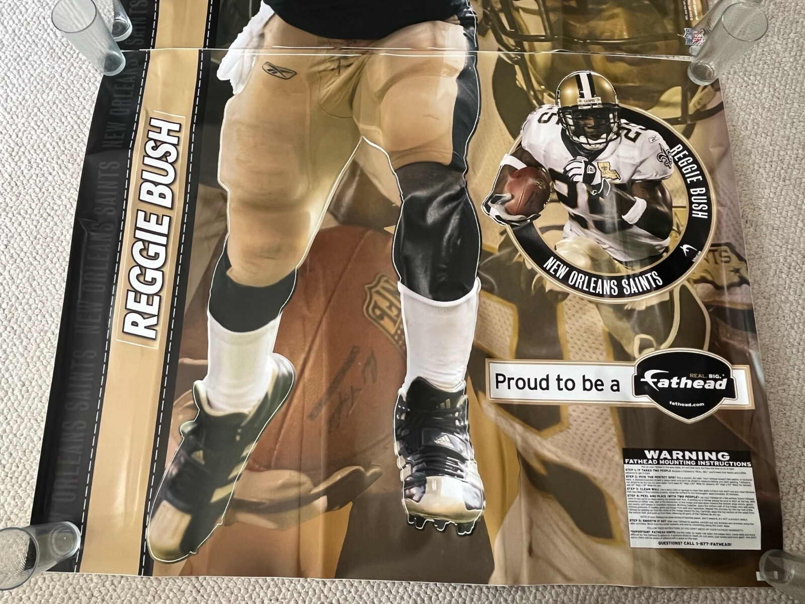 NFL Reggie Bush New Orleans Saints Fathead Wall Decal Decoration NEW, Never Used