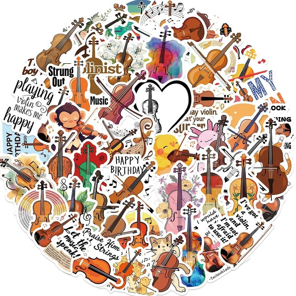 Violin Stickers |50Pcs Musical Instrument Waterproof Vinyl Decals for Water B…