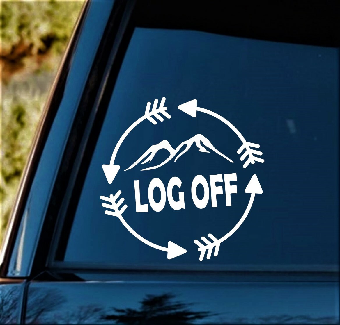 Log Off Mountain Hiking Camping Decal Sticker for Car Window 5.0 Inch BG 380