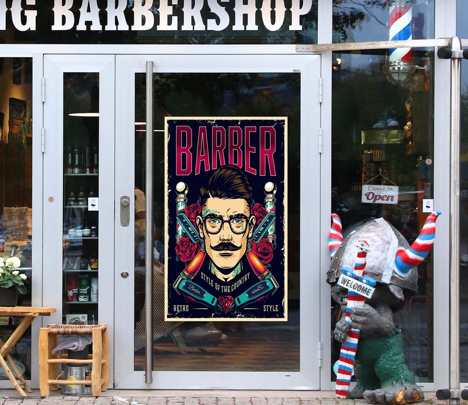 3D Man Hair Cut G451 Barber Shop Window Stickers Vinyl Wall Mural Decals Honey