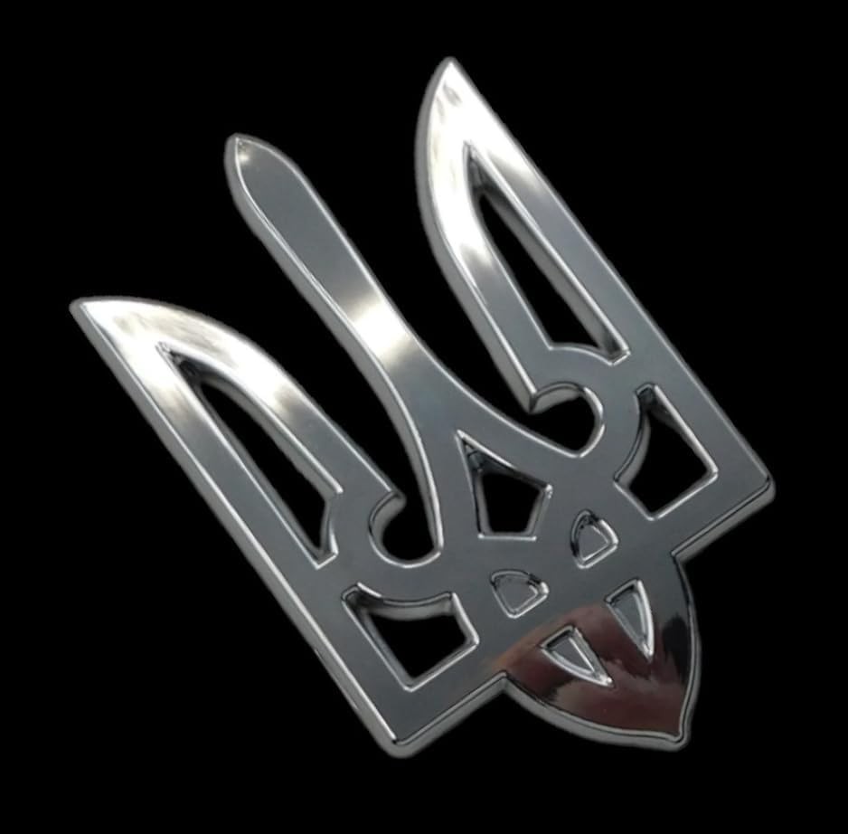 Trident Tryzub 3.5" Ukrainian Ukraine Car Chrome Emblem Decal Sticker X-Large