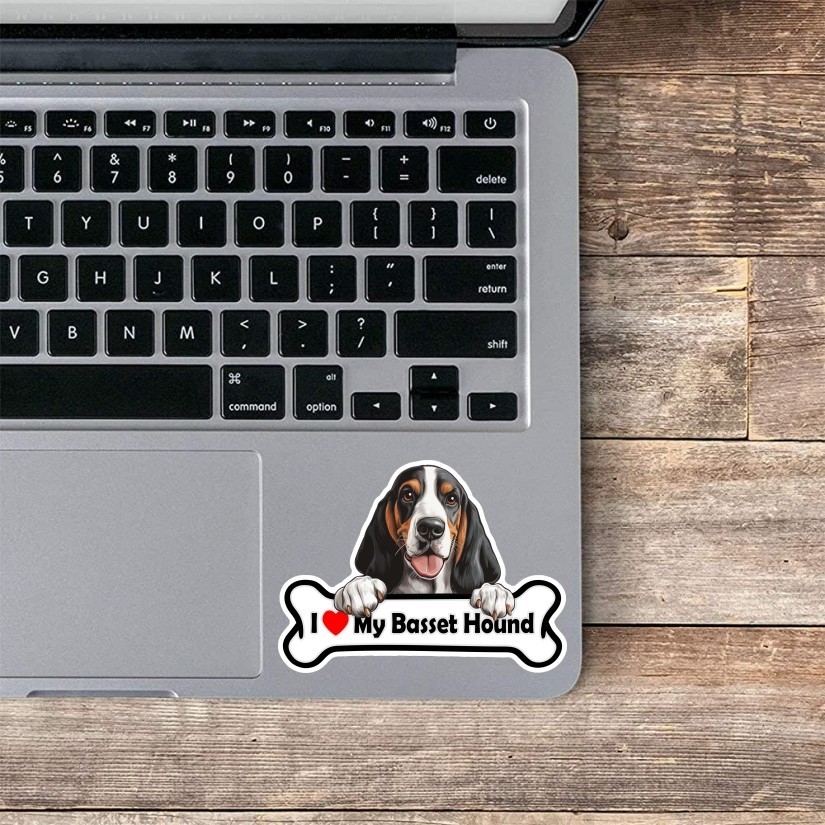 I Love My Basset Hound, Dog, Pet, Sticker, Peel N' Stick, Different Sizes