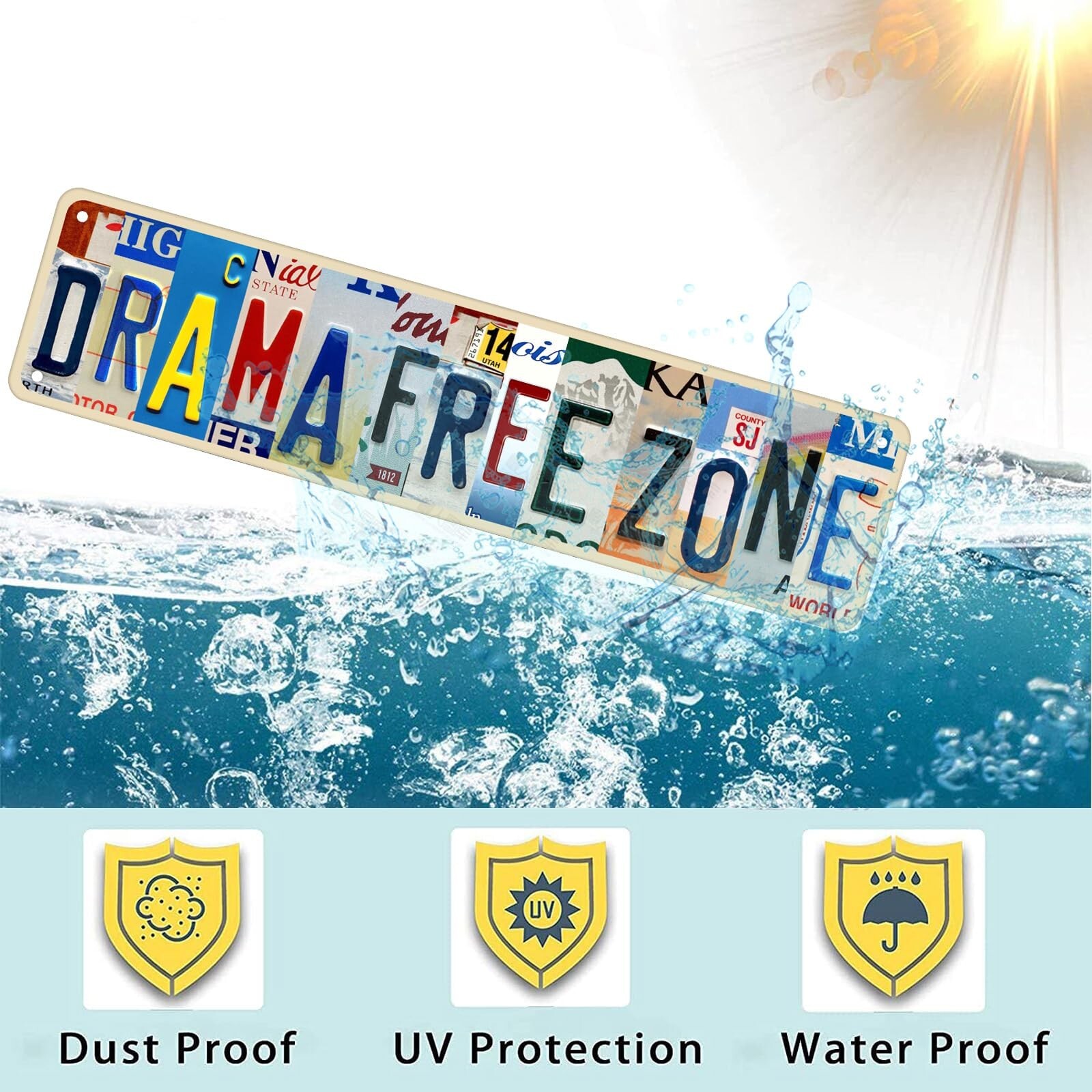 Drama Free Zone Aluminum Sign Street Funny Aluminum Sign Wall Decor for Bedro…