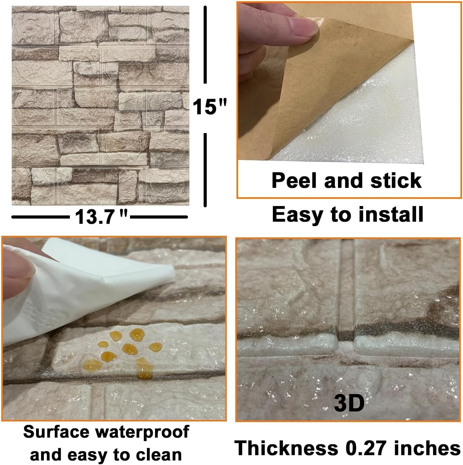 Stylish 3D Peel and Stick Faux Brick Foam Panels – 20 Pack for 29 Sq Ft Coverage