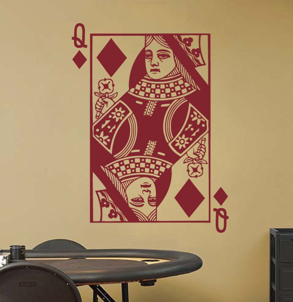 Queen of Diamonds Playing Card Poker Blackjack Vinyl Wall Sticker Decal