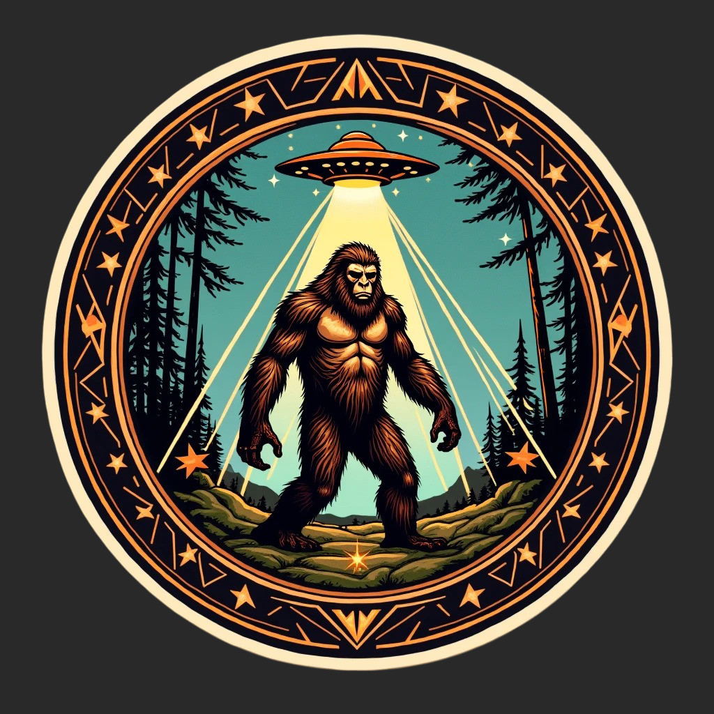 Bigfoot LEGEND sticker vinyl decal alien UFO cryptid forest folklore