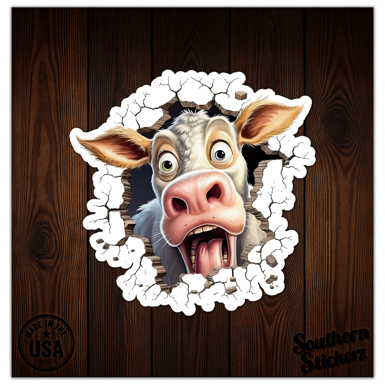 Cow Broken Wall – Vinyl Decal Sticker – Car Window Laptop – ebn9263