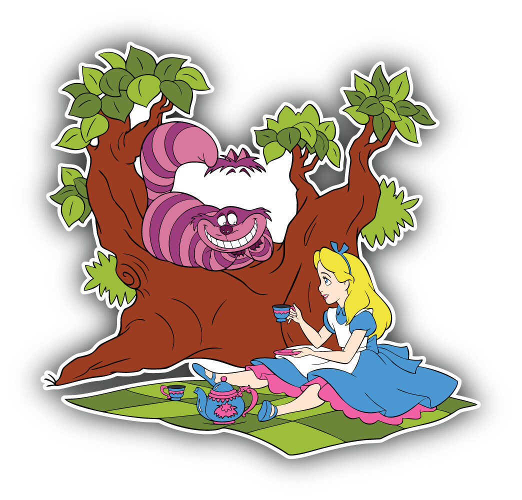 Alice In Wonderland Cartoon Sticker Bumper Decal – "SIZES"