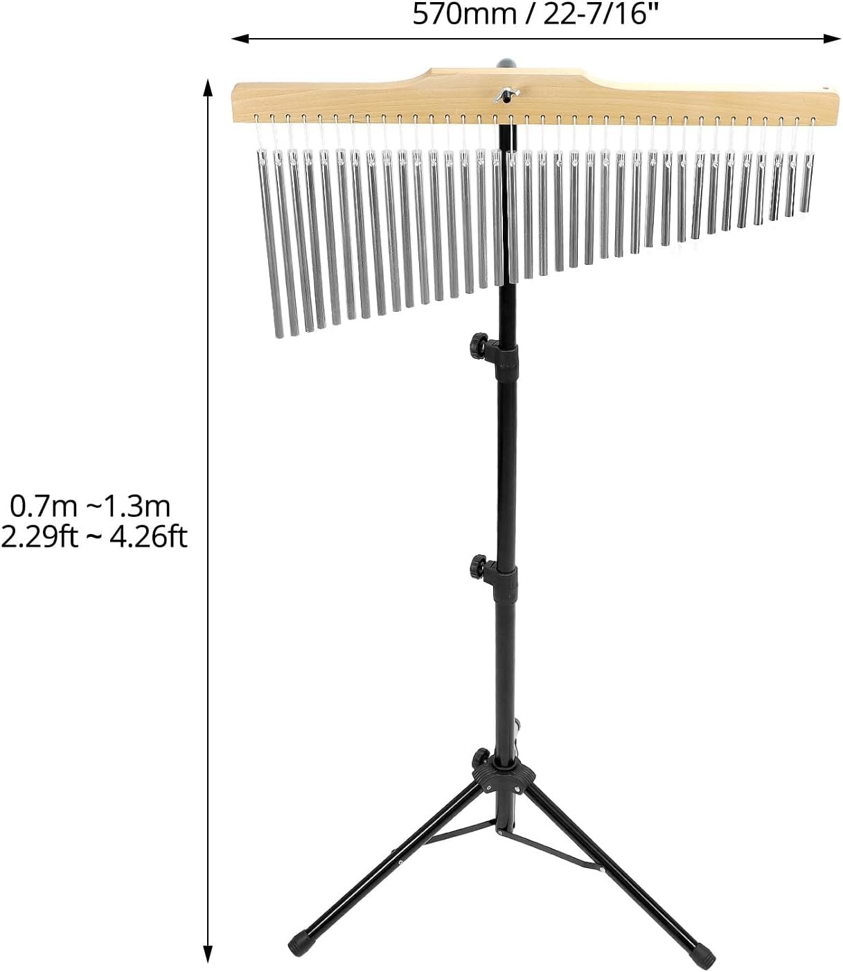 QWORK 36 Tones Musical Chimes Instruments with 2.3-4.2 ft Adjustable silver