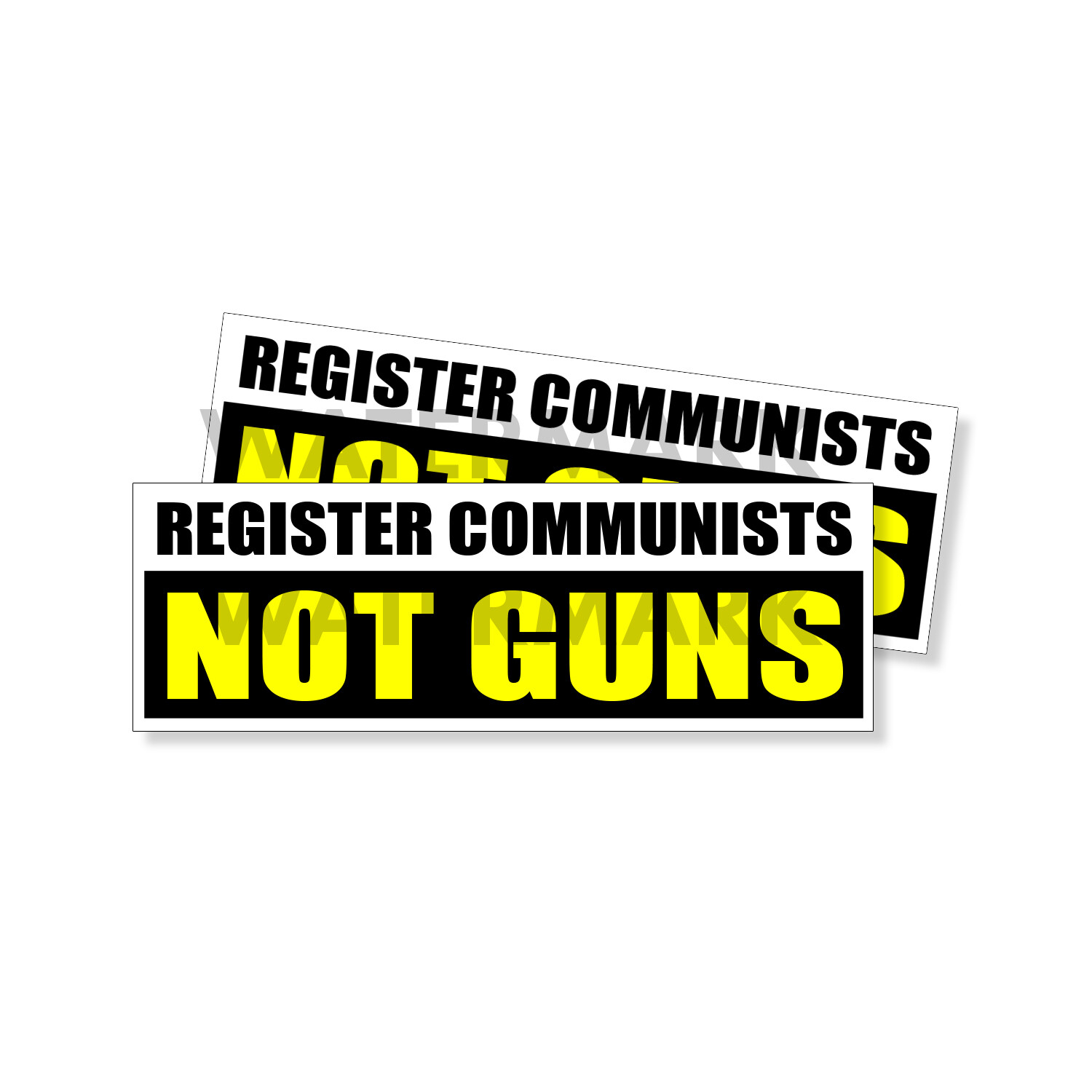 Register Communists – Not Guns Republican Decal Funny Sticker 9×3 2 PACK