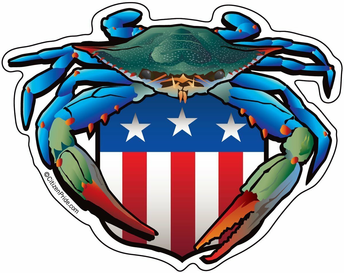 Blue Crab USA Crest Sticker, 5×4