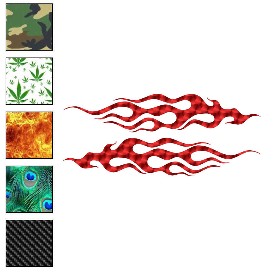 Pair Flames Fire, Vinyl Decal Sticker, 40 Patterns & 3 Sizes, #7292