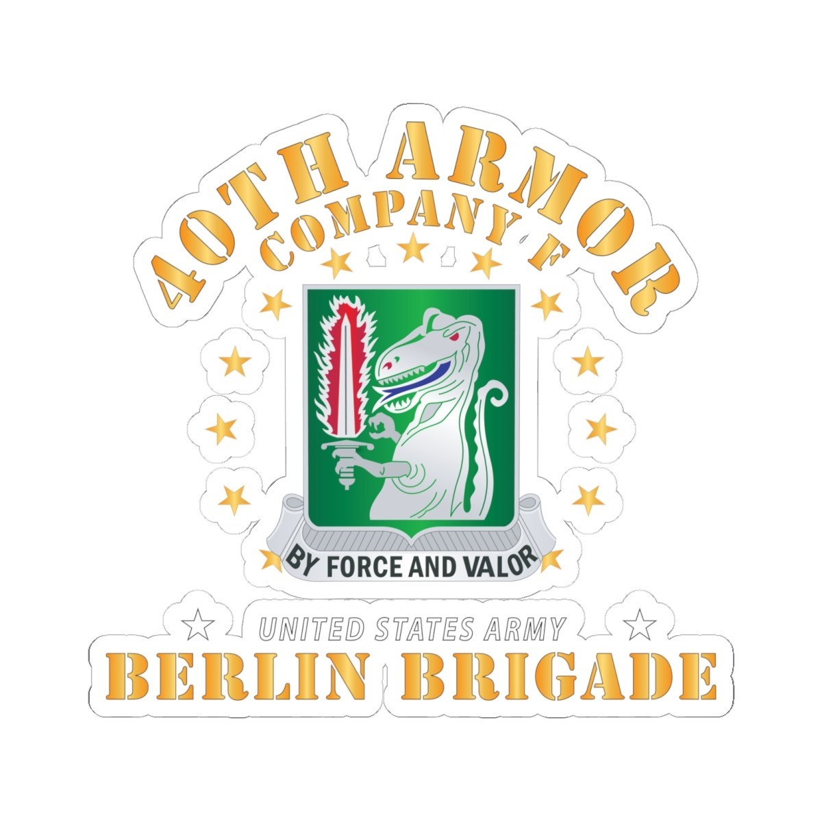 Kiss-Cut Stickers – Army – Company F 40th Armor – Berlin Brigade