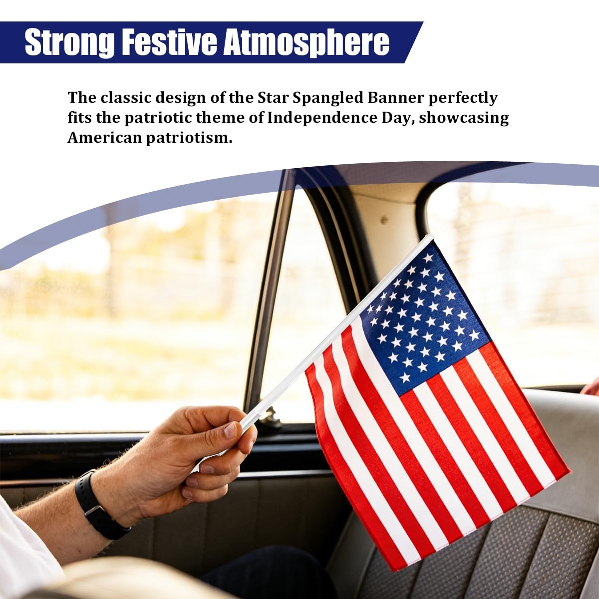 2 Pack 17×12 Inch American Car Flags with Window Clip Vehicle Window Mount Flag