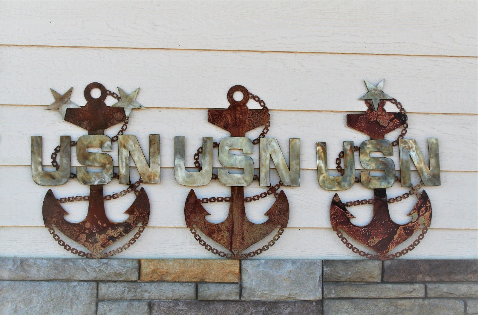 US Navy Chief Anchor Rustic Steel Wall Decor — 19" tall