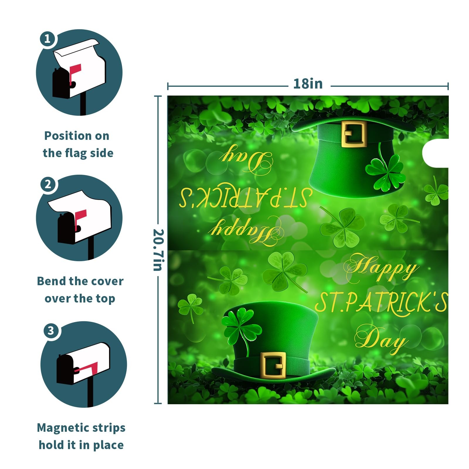 Happy St. Patrick's Day Mailbox Covers Spring Mailbox Wraps Magnetic Standard Si