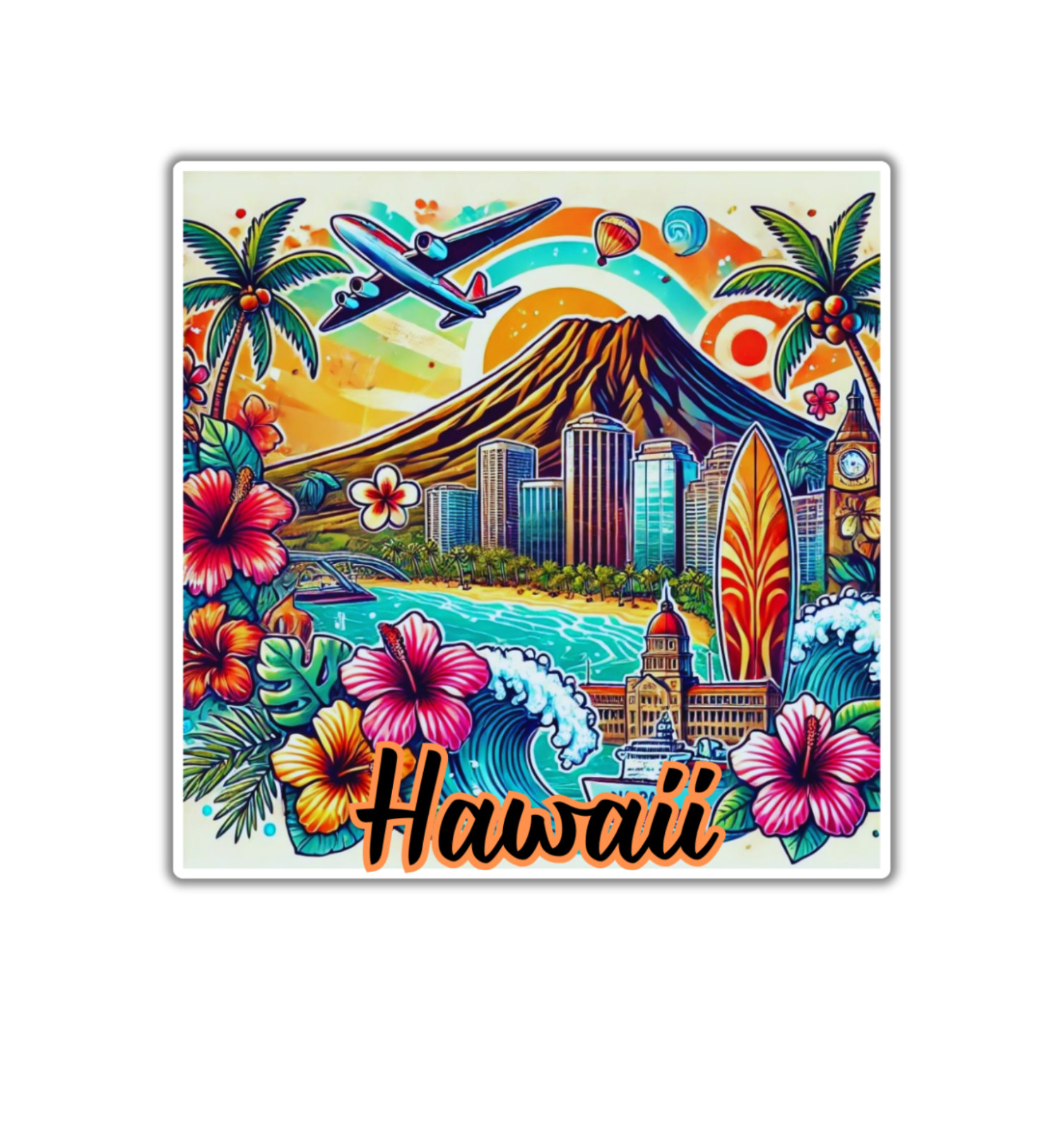 Hawaii Fridge Magnet or Laptop Sticker