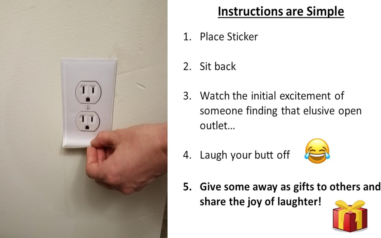 Fake Outlet Stickers Prank – Airport Wall Sockets – 12 Pack – Funny Electrical P