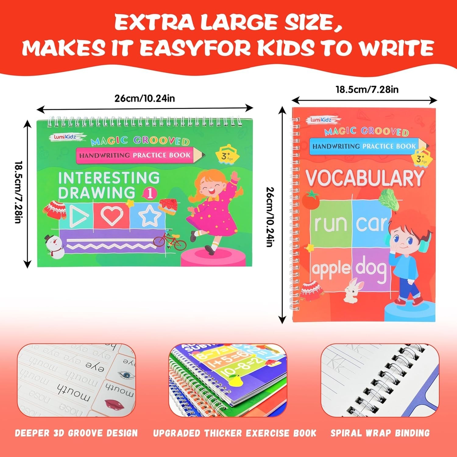 Magic Grooved Writing Practice Book for Kids 3-8 – Reusable Handwriting Workbook