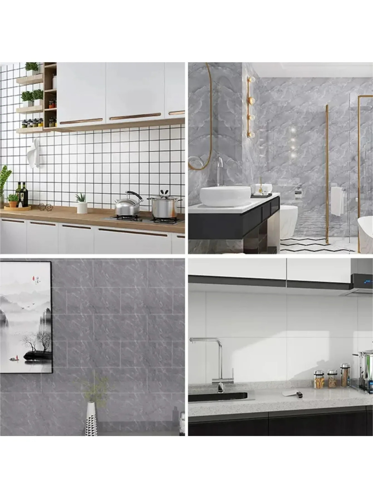10-Pack Self-Adhesive Marble Tile Stickers – Waterproof 30X60Cm PVC Peel-And-Sti