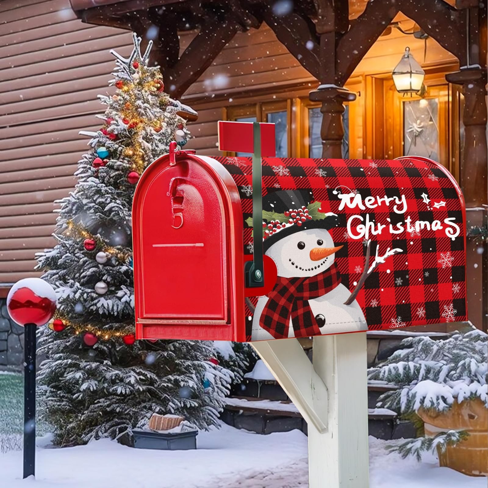 MOUNTCLIM Merry Christmas Mailbox Cover Magnetic Standard 21" x Multicolor