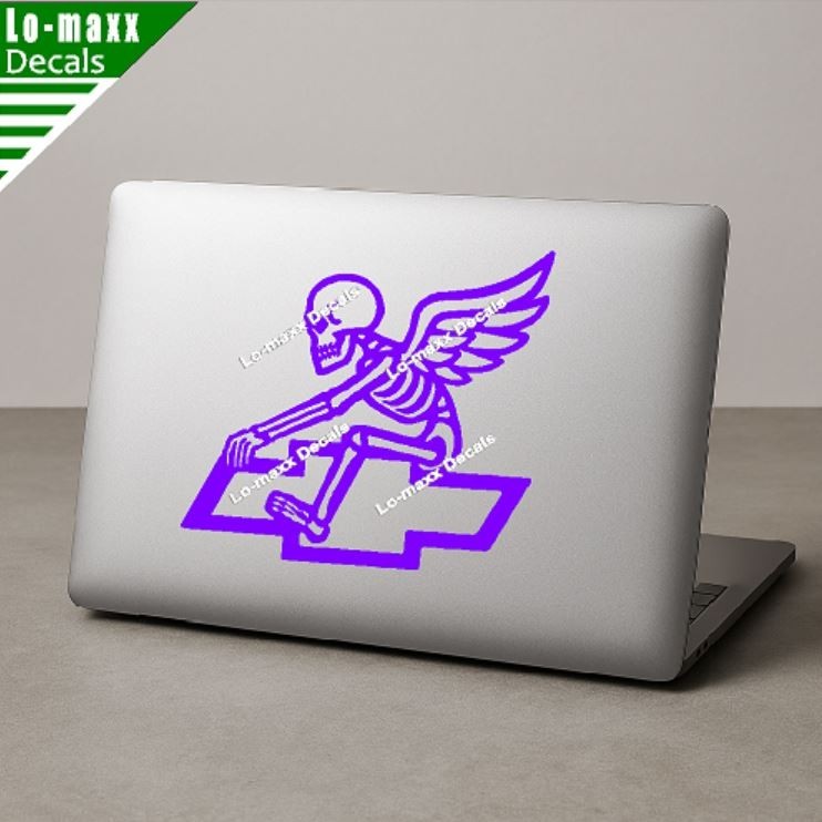 Chevy Bowtie Reaper Skeleton Wings Car Truck Die Cut Vinyl Decal Sticker