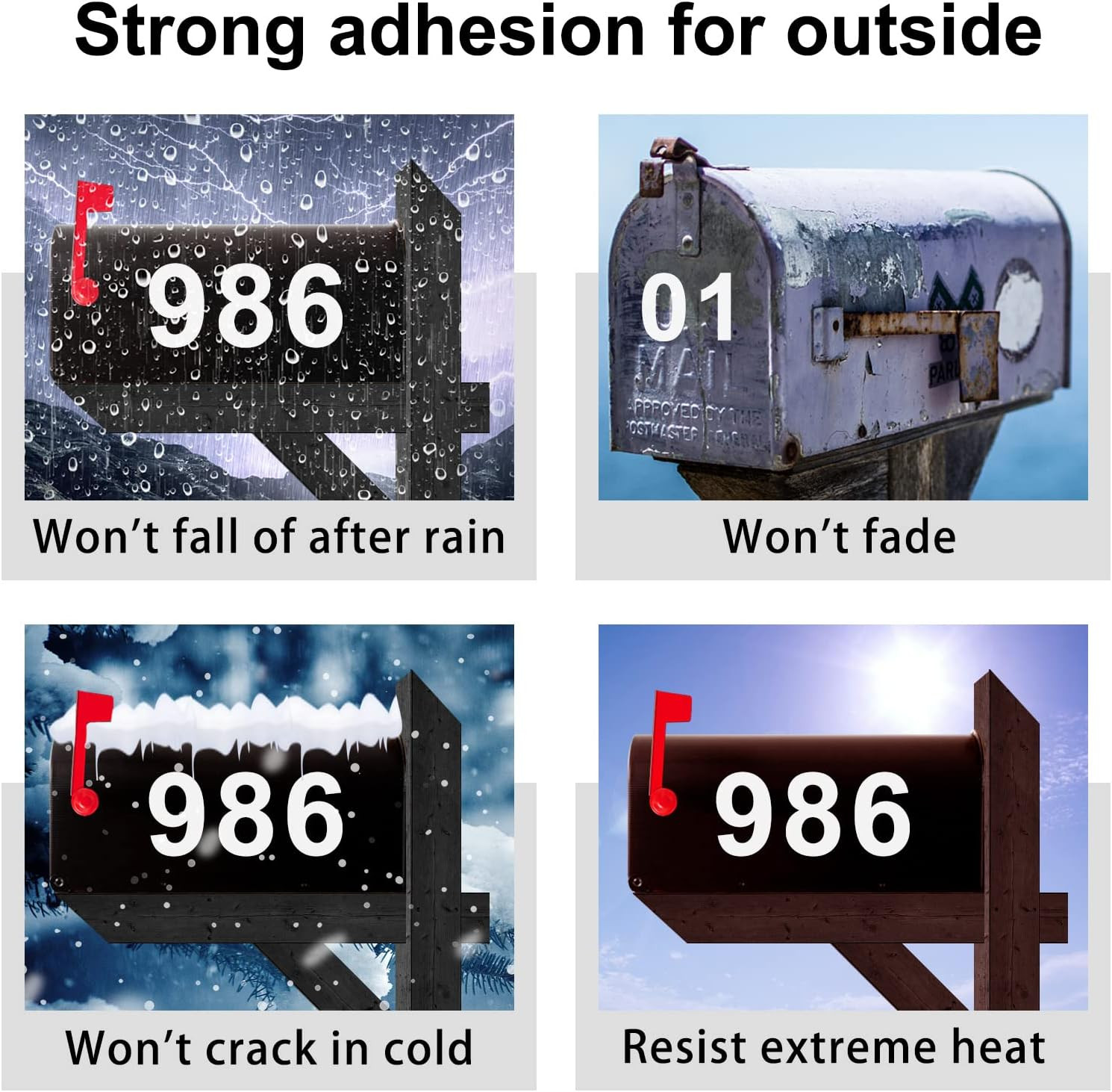 4 inch Mailbox Numbers for Outside 50 PCS Reflective Number Stickers with Stick