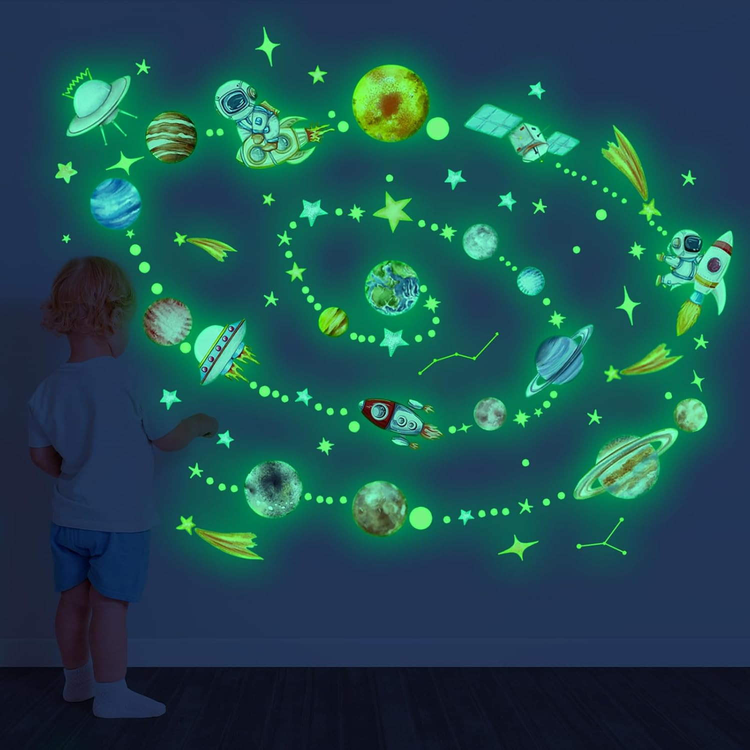 Glow in the Dark Stars Ceiling Wall Stickers Vinyl Decals Green Purple Galaxy
