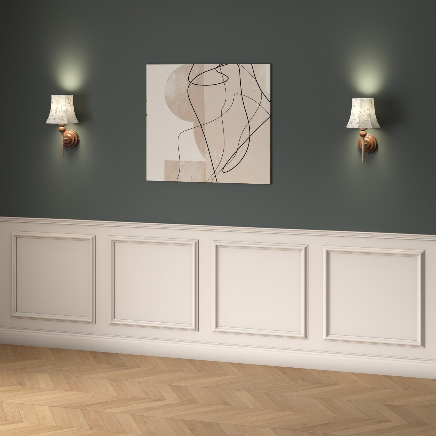 4 Set Peel and Stick Wall Molding Trim Kit, Premade Wainscoting Panels, White…