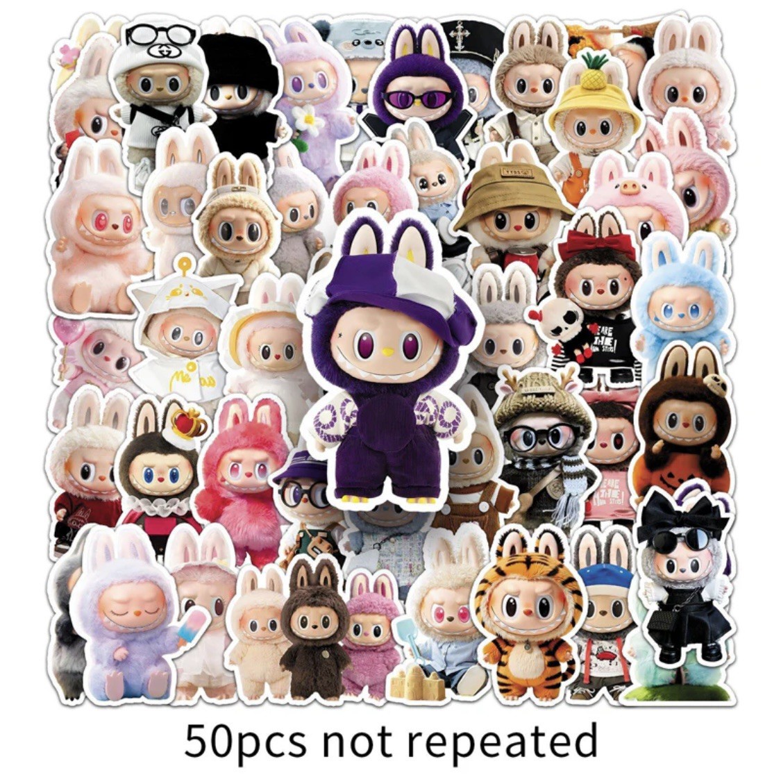 50pc LABUB Vinyl Stickers Cute Monsters Waterproof Vinyl Decals