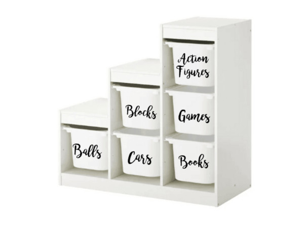 Toys Storage Organization Custom Labels, Playroom Decals, Nursery, Set of (6)